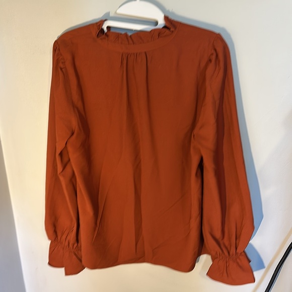 JCrew Drapey Tie Neck Ruffle Top - Picture 4 of 5